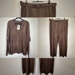 Barefoot Dreams CozyChic Ultra Lite
Brown 2 Piece Set 1X Petite Pullover Pant